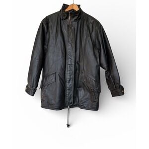 Bromley Sport Leather Coat Women's Large Black EUC